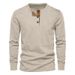 2025 Spring And Autumn New Men's Corduroy Casual Henry Slim Solid Color Long-sleeved T-shirt_viptrois.com
