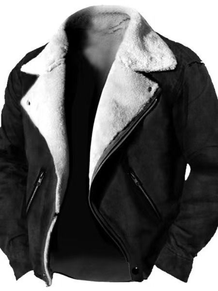 Men's Large-sized Winter Casual Lapel Zipper Jacket With Thick Coat And Fur All In One_viptrois.com