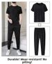 Men's Clothing Men's Ice Silk Short Sleeved Suit Sports Casual Trendy Set T-Shirt And Trousers For Formal & Casual_viptrois.com