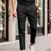 Summer Men's Slim Fit Cropped Casual Pants Solid Color Versatile Business Breathable Trousers_viptrois.com