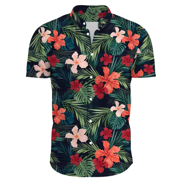Camisas De Hombre Con Estampado De Flores Hawaianas Informales Con Manga Corta Para Ropa De Moda Coreana Disfraces Tops De Gran Tamaño Venta Floral_viptrois.com