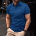 Men's Clothing Men's Summer Sports Fitness Leisure V Neck Elastic Texture Short Sleeved Polo Shirt Men_viptrois.com