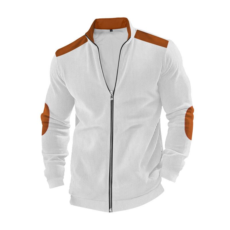 Men's Heavyweight Cotton Fleece Jacket Autumn Winter Solid Color Patchwork Long Sleeve Zipper Cardigan European Style Outerwear_viptrois.com