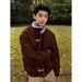 American Style Mountain Eagle Fur Collar Coat For Men, Autumn And Winter, Fleece Lined, Thickened, Airplane Button,_viptrois.com