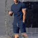 Summer Men's Short Sleeved T-Shirt round Neck Sports Casual Suit Two Piece Set European American Style_viptrois.com