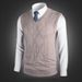 Men's Wool Blend V-Neck Sleeveless Sweater Vest - Casual Solid Color Pullover For Autumn, Slim Fit, Lightweight & Breathable_viptrois.com