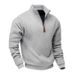 2025 Men's Autumn And Winter Fleece Heavy Sweater Solid Color Casual Stand-up Collar Long-sleeved Zipper Pullover Men's Sweater_viptrois.com