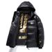 Unisex Black Gold Puffer Jacket - Short-Length Winter Coat With 3D Star Embroidery, Streetwear Outerwear_viptrois.com