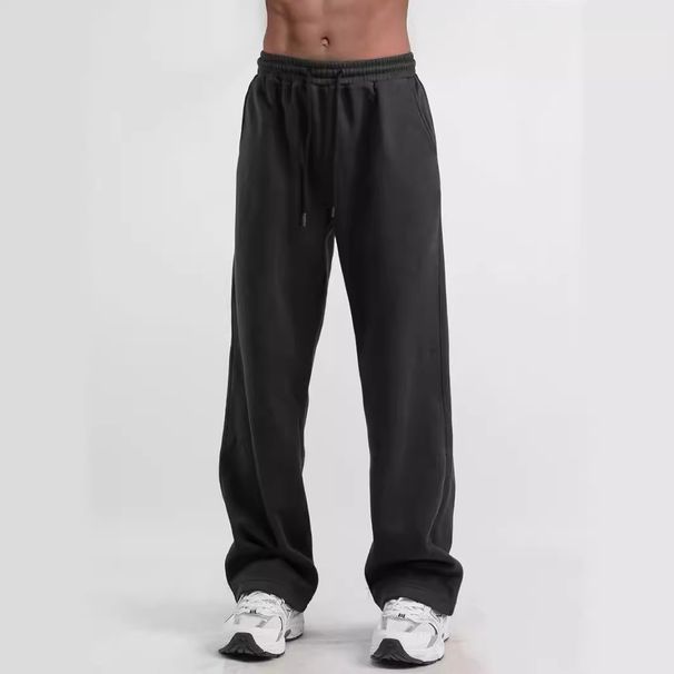 Men's Clothing Heavy Knitted Casual Pants Retro Distressed Drawstring Autumn Sports Pants Straight Leg Sweatpants_viptrois.com