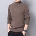 De Rong Half Turtleneck Long Sleeve T-Shirt Men, Autumn And Winter Slim Fit Solid Color Inner Wear, Trendy Clothing,_viptrois.com