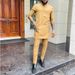Men's Clothing New Men's Suit Men's Two Piece Suit Round Neck Printed Short Sleeve Ethnic Style_viptrois.com