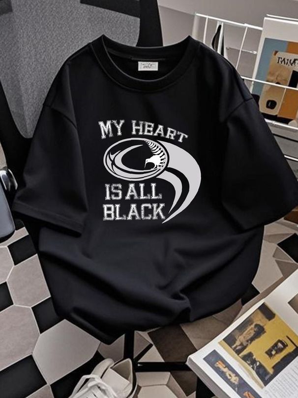 My Heart Is All Black - Rugby New Zealand Fan Unisex T-shirt Stylish Casual Soft Top For Everyday Wear Comfortable Stretched Versatile Slightly_viptrois.com