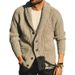 Men's Clothing Fashion Retro Sweater Hot Sale Solid Color Mature Men's Solid Color Lapel Long Sleeve Outer Wear Knitted Sweater_viptrois.com