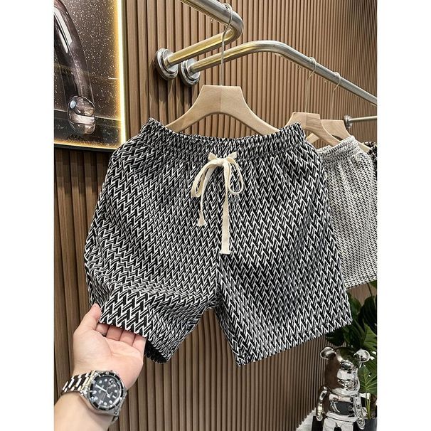 Herrenbekleidung, Bedruckt, Karierte Shorts, Sommer, Stilvoll, Gerades Bein, Lässige Strandhose, Bequeme Taschen, Leichte Straßenshorts_viptrois.com