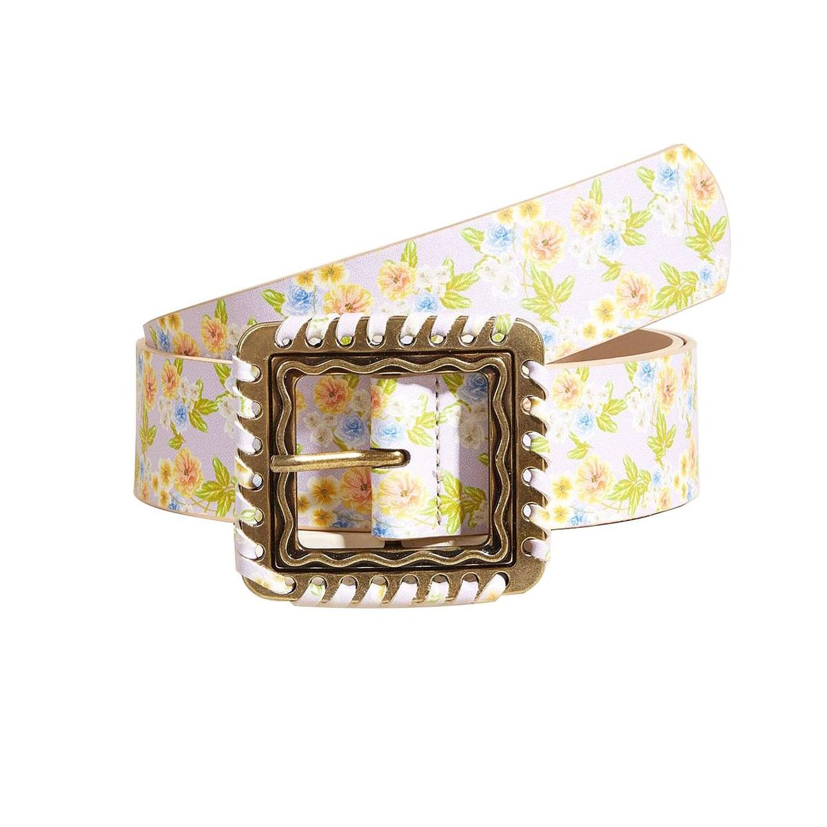 Women's Belts Ladies Retro Hand Threaded Buckle Floral Print Belt_viptrois.com