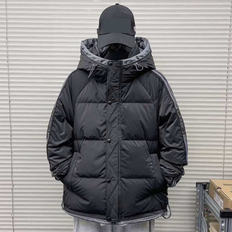 Men's Clothing Fashion Winter With Striped Design, 900FP Duck Down Filled, Short Parka Coat For Teens & College Students (Black, Champagne, Gray)_viptrois.com