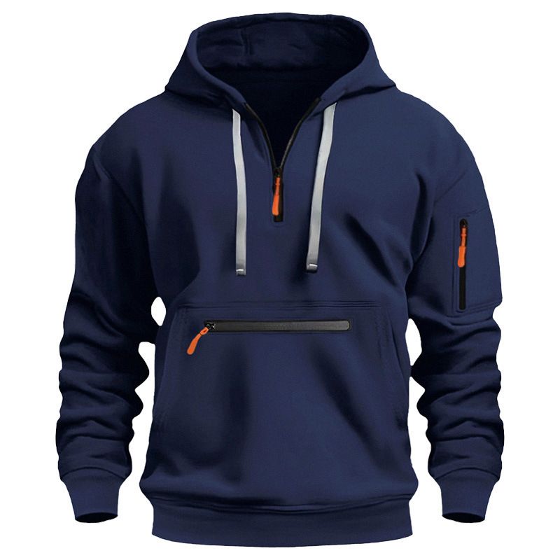 A New Men's Hoodie With A Zipper And A Hood For Autumn And Winter, Featuring Fleece_viptrois.com
