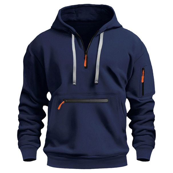A New Men's Hoodie With A Zipper And A Hood For Autumn And Winter, Featuring Fleece_viptrois.com