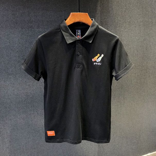 Summer New Short Sleeved Polo 2025 Men's Slim Fit Simple Embroidered Lapel Brand Loose And Versatile Trendy Top 1_viptrois.com