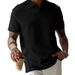 Men's Solid Color Collared Button Down Short Sleeved Shirt Casual Everyday Style_viptrois.com
