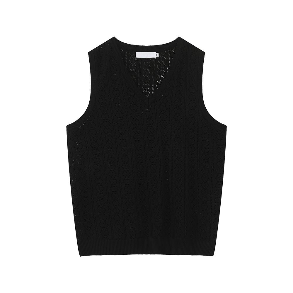 MTLCLOTHES Men's Clothing | Niche V-neck Thin Solid Color Jacquard Sleeveless Knitted Top Daily Base Vest Casual_viptrois.com