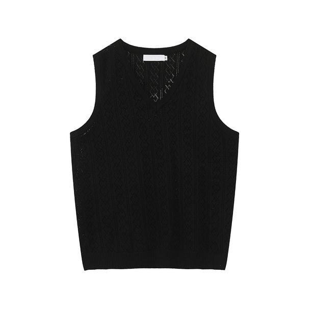 MTLCLOTHES Men's Clothing | Niche V-neck Thin Solid Color Jacquard Sleeveless Knitted Top Daily Base Vest Casual_viptrois.com