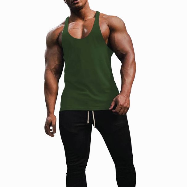Cross-border Men's Vest Breathable Slim-fit Solid Color Summer Youth Sports Fitness Hurdle Sleeveless Bottom Shirt_viptrois.com