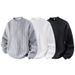 Men's Cable Knit Sweatshirt – Oversized Drop-Shoulder Crewneck With Jacquard Detailing (Black/Light Grey/White)_viptrois.com