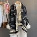 Vintage-Inspired Winter Scarf Shawl With Classic Landscape & Letter Print - Soft Faux Cashmere Wrap For Women & Men_viptrois.com