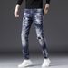 22 New Men's Clothing Distressed Patch Hip-Hop Street Style Cool Straight Leg Wild Heavy-Duty Jeans For Men_viptrois.com
