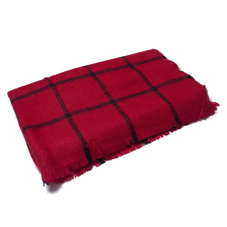 Unisex Black and white plaid scarf Red plaid scarf air conditioner shawl_viptrois.com