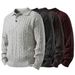 Premium Classic Knit Polo Shirt For Men - Cable Stitch Business Casual Sweater - White Grey, Black Grey, Burgundy, Coffee_viptrois.com