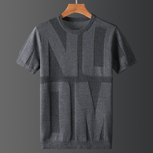 Men's Clothing Summer Ice Silk Short-sleeved Men's Thin Large-size Sweater Loose Round Neck Ice-cold Hollow Knitted Half-sleeve Processing_viptrois.com