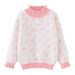 High Neck Knit Sweater For Girls – Floral Jacquard Pullover With Ruffle Collar (80cm-140cm, Nylon Blend, B-Class Safety, Winter/Spring Wear)_viptrois.com