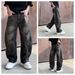 Men's Clothing American Trendy Brand Inverted Washed Ripped Jeans Men's New High Street Wide Leg Hip Hop Loose Machete Pants Men_viptrois.com