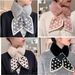 Drivedirect Women Scarf Plush Dot Print Fishtail Knot Solid Color Cross Keep Warm Fish Tail Shape Thicken Rabbit Fur Collar Scarf for Outdoor_viptrois.com