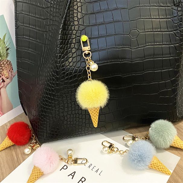 Bag Charm Pearl Ice Cream Keychain Cute Plush Couple Bag Pendant Car Keychain School Bag Pendant Accessories Gift_viptrois.com