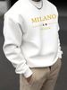 Men's Loose Casual Fashion MILANO ITALIA Letter Pattern Printed Round Neck Long Sleeved Sweatshirt For Autumn And Winter_viptrois.com