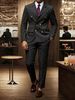2pcs Men's Business Wedding Suit Set Striped Formal Tuxedo Outfit For Dinner And Ceremonies_viptrois.com