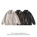 American Street Maillard Wear Leather Jacket Women's Retro High End Loose Couple Lapel PU Leather Jacket_viptrois.com
