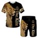 Fashion 3D Lion Print Men's Tracksuit 2-Piece Set Summer Outfit New T-Shirt Shorts_viptrois.com