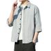 2026 Men's Mid Sleeve Shirt Pure Cotton Shirt Men's Full Cotton Seven Cent Sleeve Shirt Men's Premium Light Luxury Top_viptrois.com