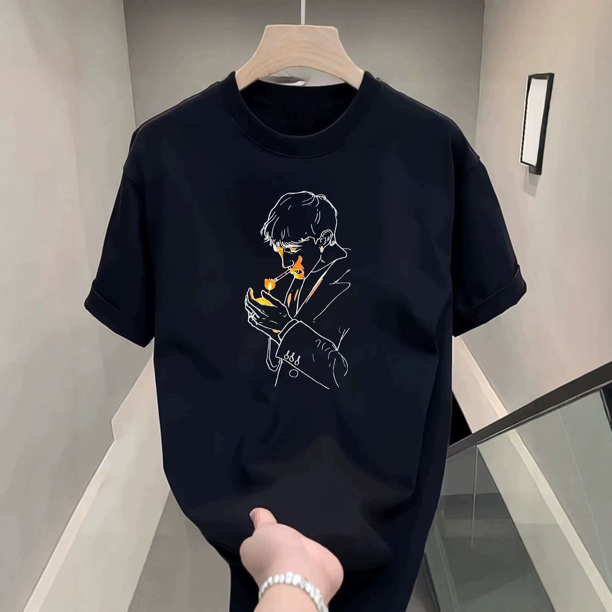 Men's 260g Heavyweight Pure Cotton Short Sleeve T-Shirt Summer Style Cool Loose Casual Trendy Top_viptrois.com