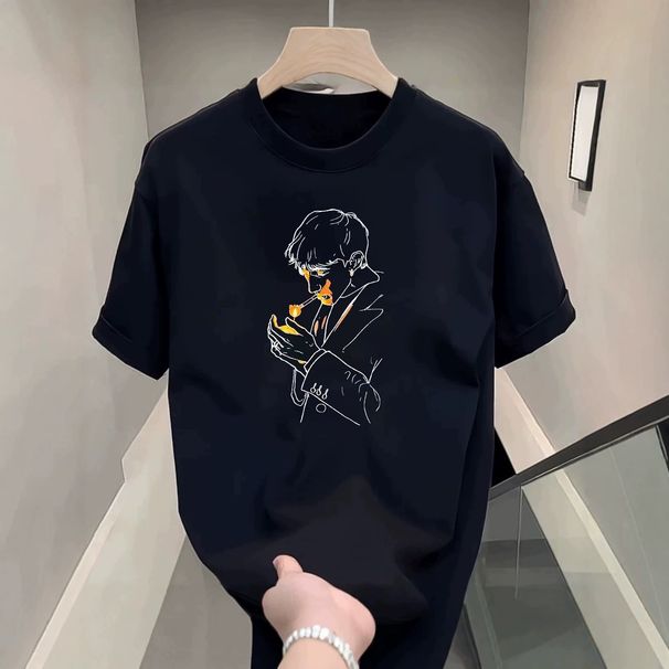 Men's 260g Heavyweight Pure Cotton Short Sleeve T-Shirt Summer Style Cool Loose Casual Trendy Top_viptrois.com