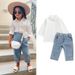 Mother&Kids Girls' suit long-sleeved children's suit Baby clothes Children's shirt denim two-piece suit_viptrois.com