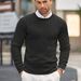 Men's Slim Fit Cable Knit Sweater - Breathable, Stretchable, Machine Washable Long Sleeve Pullover For Casual & Business_viptrois.com