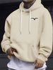Men's Autumn And Winter Casual And Fashionable Loose Hooded Sweatshirt With Bird Silhouette Print Long Sleeved Warm Pullover Sweater_viptrois.com