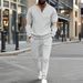 Men's Clothing Half Zip Waffle Casual Stand Up Collar Long Sleeved Sweatshirt Men's Suit_viptrois.com