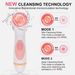 Facial Cleansing Brush, Waterproof Dual-Rotation Face Scrubber Exfoliator With 3 Brush Heads And 2 Adjustable Speeds (Pink)_viptrois.com