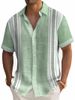 Men's Clothing 2025 Summer New Leisure Sports Versatile High Quality Printed Striped Short Sleeve Shirt_viptrois.com